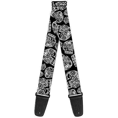 Buckle-Down Gitarrengurt – The Dust Of Living II Sugar Skulls schwarz/weiß – 5,1 cm breit – 73,7–137,2 cm Länge von Buckle-Down