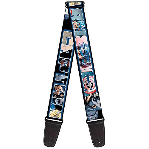Gitarrengurt von Buckle-Down 34-60" CAPTAIN AMERICA Poses/Bold Text Outline Overlay von Buckle-Down