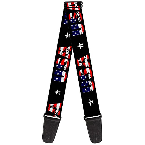 Gitarrengurt von Buckle-Down USA w/Star Black/US Flags von Buckle-Down