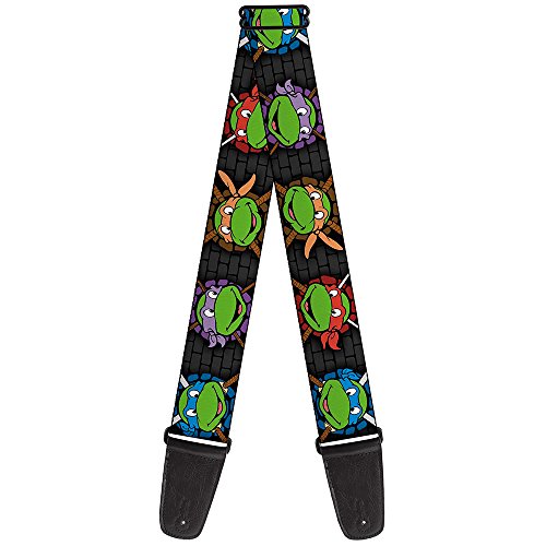Teenage Mutant Ninja Turtles Buckle-Down Gitarrengurt – Classic TMNT Expessions/Battle Gear grau/mehrfarbig – 5,1 cm breit – 73,7–137,2 cm Länge von Buckle-Down