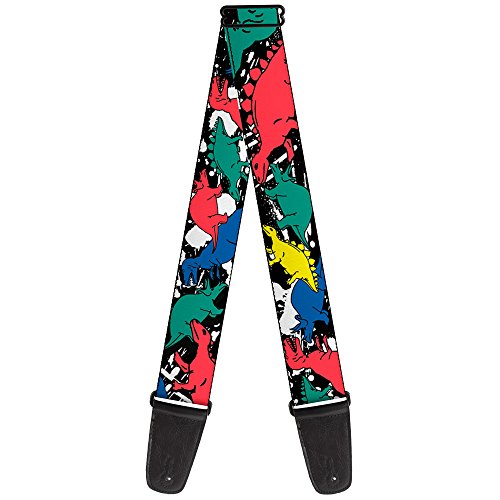 buckle-down Guitar Strap 34-60 Inches Dinosaurs/Paint Splatter Black/White/Multi Colour von Buckle-Down