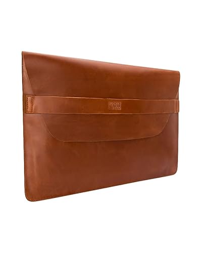 Buckle & Seam Laptop Sleeve Terra - Laptoptasche Laptop Tasche 13 Zoll Hülle 15 Zoll Laptophülle Zubehör Notebook Sleeve Case Leder Schutzhülle Laptoptaschen Schutz Echtleder (Cognac, 13 Zoll) von Buckle & Seam