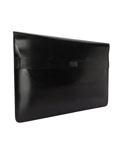 Buckle & Seam Laptop Sleeve Terra - Laptoptasche Laptop Tasche 13 Zoll Hülle 15 Zoll Laptophülle Zubehör Notebook Sleeve Case Leder Schutzhülle Laptoptaschen Schutz Echtleder (Schwarz, 15 Zoll) von Buckle & Seam