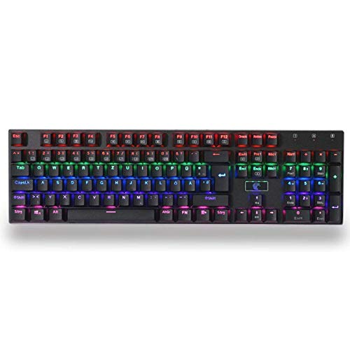 Bucom USB Hochwertiges 105 Tasten Mechanische Gamer Tastatur Multicolor 9 LED-Hintergrundbeleuchtung deutsch von Bucom