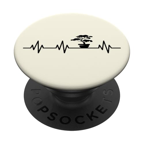 Bonsai Baum Herzschlag Leben Bonsai Herz EKG Puls PopSockets Klebender PopGrip von Buddhist Zen Garden Outdoor Bonsai Tree Art Merch