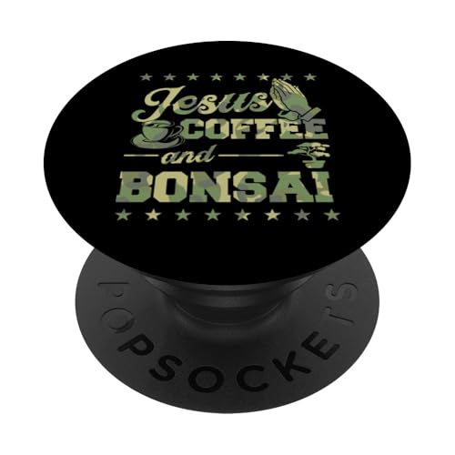 Jesus Kaffee und Bonsai PopSockets Klebender PopGrip von Buddhist Zen Garden Outdoor Bonsai Tree Art Merch