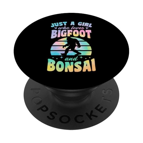 Just A Girl Who Loves Bigfoot And Bonsai Retro 70er Jahre Stil PopSockets Klebender PopGrip von Buddhist Zen Garden Outdoor Bonsai Tree Art Merch