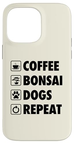 Kaffee-Bonsai-Hunde wiederholen einfaches Bonsai-Gartenleben Hülle für iPhone 14 Pro Max von Buddhist Zen Garden Outdoor Bonsai Tree Art Merch