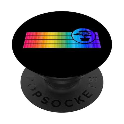 Mini-Bonsai-Enthusiasten, Retro-Stil, Bonsai-Baum, Sonnenuntergang PopSockets Klebender PopGrip von Buddhist Zen Garden Outdoor Bonsai Tree Art Merch