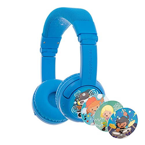 ONANOFF Play+, kabellose Bluetooth-Kopfhörer, für Kinder, 20 Stunden Akkulaufzeit, 3 Lautstärkeeinstellungen Blau Uni von BuddyPhones
