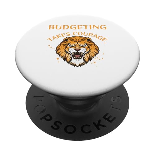 Budgeting Design, Budgeting Takes Courage, Löwe PopSockets Klebender PopGrip Budgeting Design, Budgeting Takes Courage, Löwe PopSockets Klebender PopGrip von Budgeting Stuff