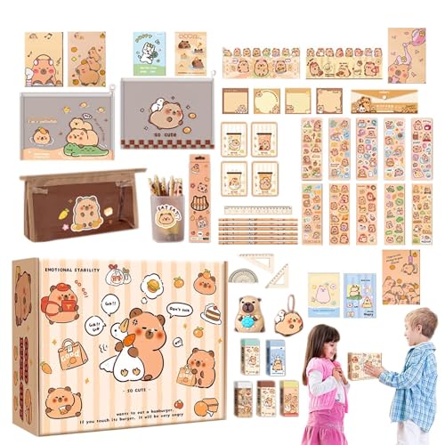Capybara Schreibwaren Set |Niedliche Capybara-Schulmaterialien Mit Bleistifte, Aufkleber, Bleistiftspitzer,Süßes Schreibwaren Geschenkset Für Kinder Capybara Schreibwaren Set |Niedliche Capybara-Schulmaterialien Mit Bleistifte, Aufkleber, Bleistiftspitzer,Süßes Schreibwaren Geschenkset Für Kinder von Buerfu