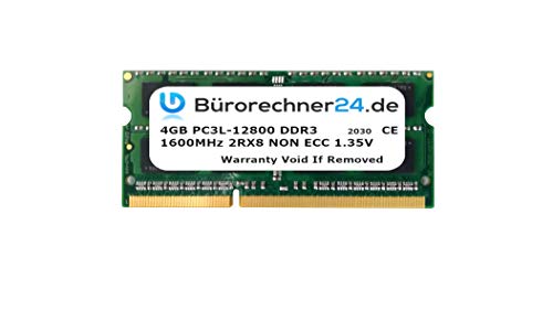 Bürorechner24.de 4GB DDR3 SODIMM Laptop-RAM | PC3L-12800 | 1600MHz 2RX8 | Non ECC | 1,35V von Bürorechner24.de