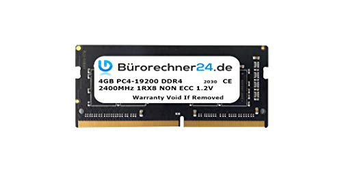 Bürorechner24.de 4GB DDR4 SODIMM Laptop-RAM | PC4-19200 | 2400MHz 1RX8 | Non ECC | 1,2V von Bürorechner24.de