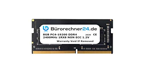 Bürorechner24.de 8GB DDR4 SODIMM Laptop-RAM | PC4-19200 | 2400MHz 1RX8 | Non ECC | 1,2V von Bürorechner24.de