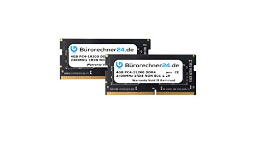 Bürorechner24.de 8GB Kit DDR4 SODIMM Laptop-RAM | PC4-19200 | 2400MHz 1RX8 | Non ECC | 1,2V von Bürorechner24.de