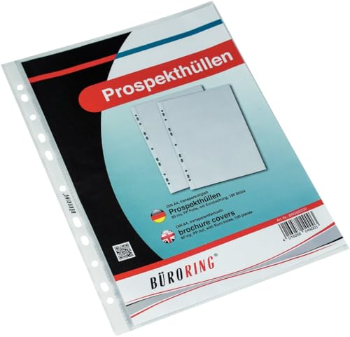 Büroring Prospekthülle A4, 110my, PP-Folie, glasklar, oben offen Büroring Prospekthülle A4, 110my, PP-Folie, glasklar, oben offen von Büroring