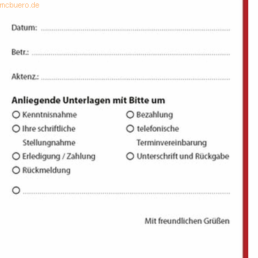 Büroring Übersendungszettel BxH 210x105mm VE=100 Stück von Büroring