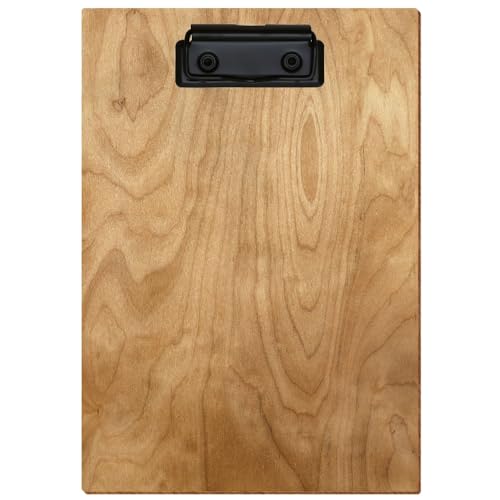 Bütic Holz Klemmbrett Standardform Birke rustikal für DIN A3 A4 A5 A6 aus 3 mm Birkensperrholz und mit widerstandsfähigem Klarlack versiegelt, Format:A5 hoch, Klemme:Bügelklemme schwarz von Bütic GmbH