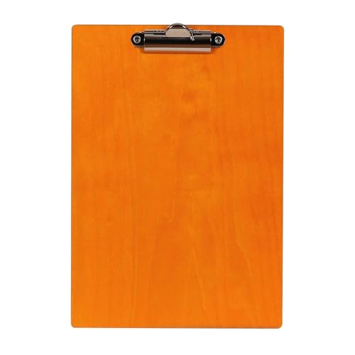 Bütic Holz Klemmbrett Standardform Clipboard A4 aus 3 mm Birkensperrholz und mit widerstandsfähigem Klarlack versiegelt, Farbe:Orange von Bütic GmbH