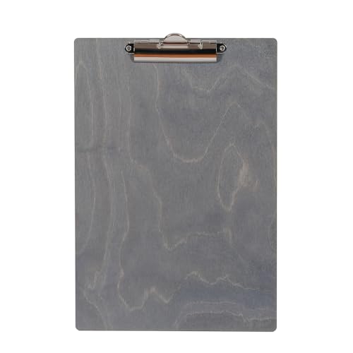 Bütic Holz Klemmbrett Standardform Clipboard A5 aus 3 mm Birkensperrholz und mit widerstandsfähigem Klarlack versiegelt, Farbe:Grau von Bütic GmbH