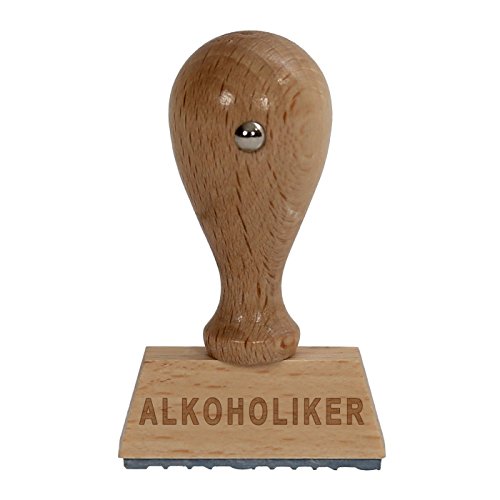 Bütic Spaß Holzstempel V1 / Fun-Stempel HS4010 mit Beschriftung oder Wunschtext, Spaßstempel:ALKOHOLIKER von Bütic GmbH