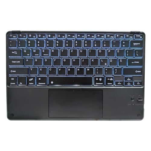 Bueuwe Beleuchtete Bluetooth Tastatur Mit Touchpad - Ultraleichtes QWERTZ, Kabellos, 7 Farben Beleuchtung, Tap-C für iPad, Android Tablet, Windows - Schwarz Bueuwe Beleuchtete Bluetooth Tastatur Mit Touchpad - Ultraleichtes QWERTZ, Kabellos, 7 Farben Beleuchtung, Tap-C für iPad, Android Tablet, Windows - Schwarz von Bueuwe