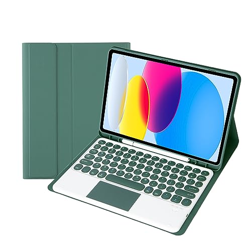Bueuwe Tastatur Hülle für Samsung Galaxy Tab A9+ 11 Zoll 2023 (SM-X210/X216/X218), Abnehmbare Bluetooth-Tastatur Mit Touchpad, Weiche Rückseite,Deep Green von Bueuwe