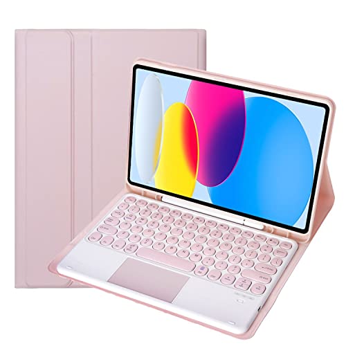 Bueuwe Tastatur Hülle für Samsung Galaxy Tab A9+ 11 Zoll 2023 (SM-X210/X216/X218), Abnehmbare Bluetooth-Tastatur Mit Touchpad, Weiche Rückseite,Rosa von Bueuwe