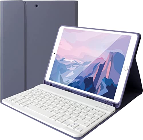 Bueuwe Tastatur Hülle für iPad 6. Gen. 2018/iPad 5. Gen. 2017/iPad Pro 9.7, Deutsches QWERTZ-Layout, Abnehmbare Kabellose Tastatur,Lila von Bueuwe