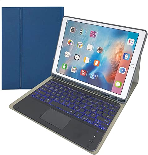 Bueuwe Tastatur Hülle mit Touchpad für iPad Pro 12,9 Zoll (1. und 2. Generation, Modell 2015 und 2017),Hintergrundbeleuchtung,Deutsches QWERTZ-Layout,Blau von Bueuwe