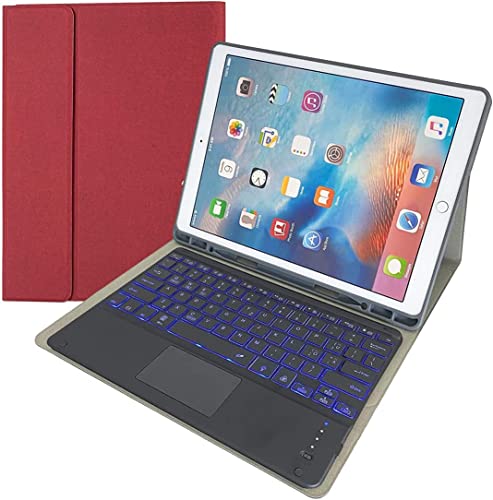 Bueuwe Tastatur Hülle mit Touchpad für iPad Pro 12,9 Zoll (1. und 2. Generation, Modell 2015 und 2017),Hintergrundbeleuchtung,Deutsches QWERTZ-Layout,Rot von Bueuwe