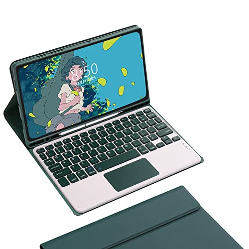 Bueuwe Tastatur hülle Für Samsung Galaxy Tab S8/Tab S7 11 Zoll (SM-X700/X706/T870/T875/T878), Hintergrundbeleuchtete Bluetooth-Tastatur Mit Touchpad, Stifthalter,Deep Green von Bueuwe