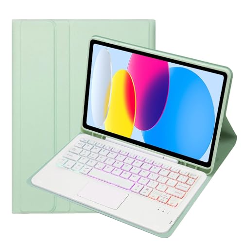 Bueuwe Tastatur hülle für Samsung Galaxy Tab A9+ 11 Zoll 2023 (SM-X210/X216/X218), abnehmbare Bluetooth-Tastatur mit Hintergrundbeleuchtung und Touchpad,Grün von Bueuwe