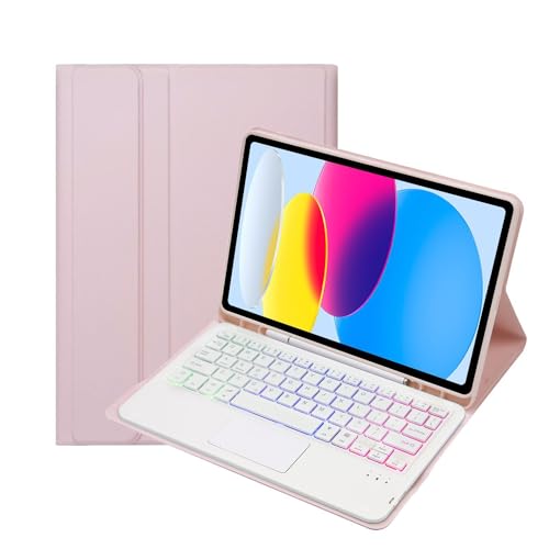 Bueuwe Tastatur hülle für Samsung Galaxy Tab A9+ 11 Zoll 2023 (SM-X210/X216/X218), abnehmbare Bluetooth-Tastatur mit Hintergrundbeleuchtung und Touchpad,Rosa von Bueuwe