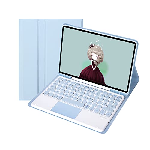 Bueuwe Tastatur hülle für iPad Air 5. Generation 2022/Air 4. Generation 2020 10.9, abnehmbare kabellose Tastatur mit magnetischer Schutzhülle und integriertem Stifthalter,Blue with trackpad von Bueuwe