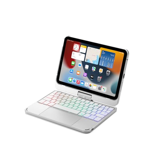 Bueuwe Tastatur hülle für iPad mini 7 A17 Pro/Mini 6. Generation, 360° drehbares Touchpad und 7-Farben-Hintergrundbeleuchtungstastatur,Silber Bueuwe Tastatur hülle für iPad mini 7 A17 Pro/Mini 6. Generation, 360° drehbares Touchpad und 7-Farben-Hintergrundbeleuchtungstastatur,Silber von Bueuwe