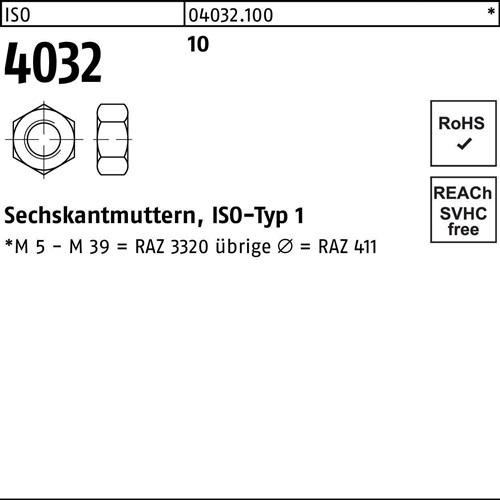 10 Stk. Bufab Sechskantmutter ISO 4032 M33 10 10 Stück 040321000330000 10 Stk. Bufab Sechskantmutter ISO 4032 M33 10 10 Stück 040321000330000 von Bufab