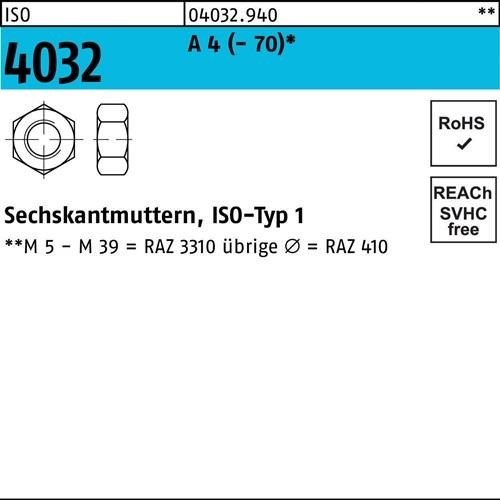 10 Stk. Bufab Sechskantmutter ISO 4032 M33 A 4 10 Stück 040329400330000 10 Stk. Bufab Sechskantmutter ISO 4032 M33 A 4 10 Stück 040329400330000 von Bufab