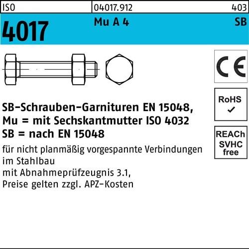 10 Stk. Bufab Sechskantschraube ISO 4017 VG Mutter M24x 50 A 4-70 SB 10 Stück 10 Stk. Bufab Sechskantschraube ISO 4017 VG Mutter M24x 50 A 4-70 SB 10 Stück von Bufab