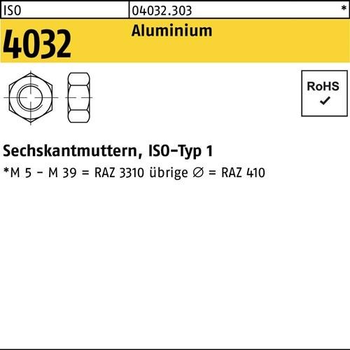 100 Stk. Bufab Sechskantmutter ISO 4032 M10 Aluminium 100 Stück 040323030100000 100 Stk. Bufab Sechskantmutter ISO 4032 M10 Aluminium 100 Stück 040323030100000 von Bufab