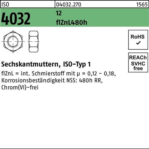 100 Stk. Bufab Sechskantmutter ISO 4032 M16 12 flZnL 480h zinklamellenb. 100 100 Stk. Bufab Sechskantmutter ISO 4032 M16 12 flZnL 480h zinklamellenb. 100 von Bufab