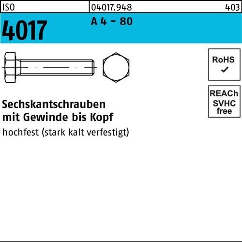 100 Stk. Bufab Sechskantschraube ISO 4017 VG M10x 65 A 4 - 80 100 Stück 100 Stk. Bufab Sechskantschraube ISO 4017 VG M10x 65 A 4 - 80 100 Stück von Bufab