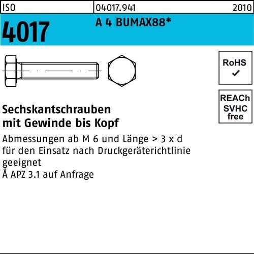 100 Stk. Bufab Sechskantschraube ISO 4017 VG M6x 45 A 4 BUMAX88 100 Stück 100 Stk. Bufab Sechskantschraube ISO 4017 VG M6x 45 A 4 BUMAX88 100 Stück von Bufab