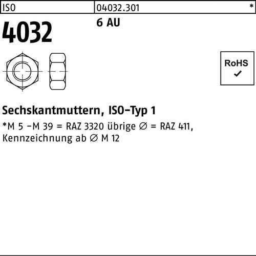1000 Stk. Bufab Sechskantmutter ISO 4032 M2,6 6 Automatenstahl 1000 Stück 1000 Stk. Bufab Sechskantmutter ISO 4032 M2,6 6 Automatenstahl 1000 Stück von Bufab