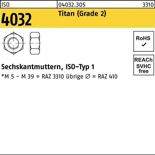 25 Stk. Bufab Sechskantmutter ISO 4032 M16 Titan (Grade 2) 25 Stück von Bufab