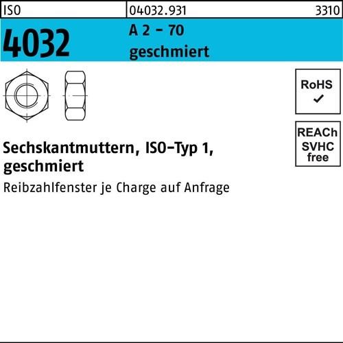 25 Stk. Bufab Sechskantmutter ISO 4032 M24 A 2 - 70 geschmiert 25 Stück 25 Stk. Bufab Sechskantmutter ISO 4032 M24 A 2 - 70 geschmiert 25 Stück von Bufab