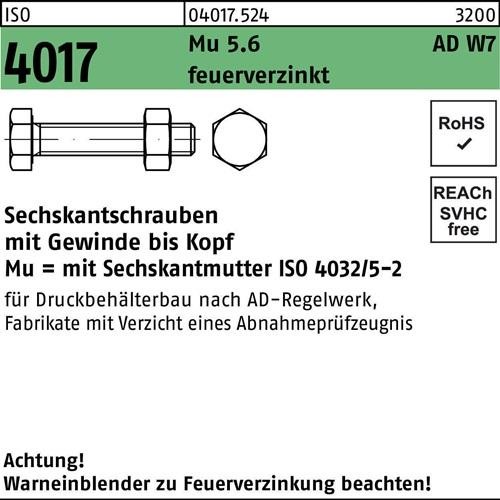 25 Stk. Bufab Sechskantschraube ISO 4017 VG Mutter M24x 80 5.6 AD W7 feuerverz. 25 Stk. Bufab Sechskantschraube ISO 4017 VG Mutter M24x 80 5.6 AD W7 feuerverz. von Bufab