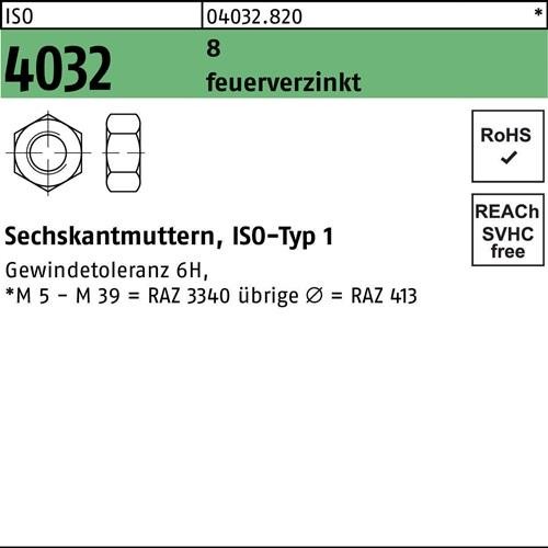 5 Stk. Bufab Sechskantmutter ISO 4032 M39 8 feuerverz. 5 Stück 040328200390000 5 Stk. Bufab Sechskantmutter ISO 4032 M39 8 feuerverz. 5 Stück 040328200390000 von Bufab