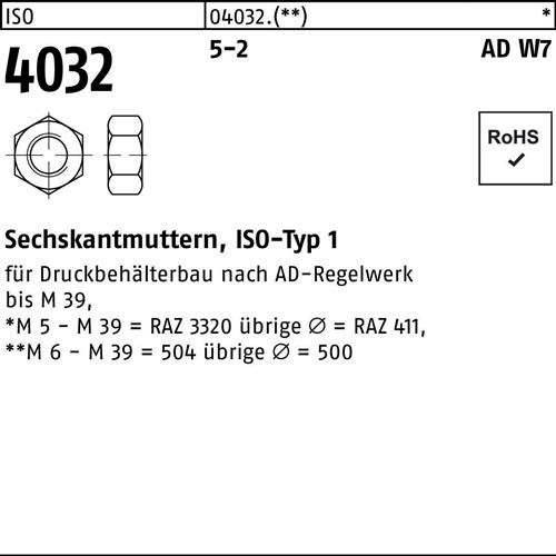 5 Stk. Bufab Sechskantmutter ISO 4032 M45 5-2 AD W7/TRD 106 1 Stück 5 Stk. Bufab Sechskantmutter ISO 4032 M45 5-2 AD W7/TRD 106 1 Stück von Bufab